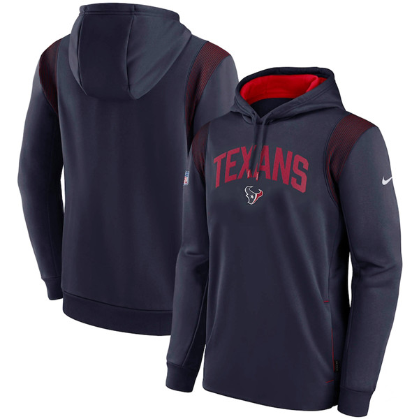 Houston Texans Navy Sideline Stack Performance Pullover Hoodie 001